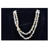 Yellow Agate Chip Necklace, Approx. 32"