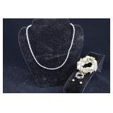 Sterling Silver Ring And Cultured Pearl Earrings,