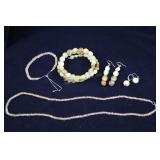 Yellow Agate Beaded Bracelets, Earrings, And Neckl