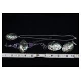 Abalone Shell Bracelet With Amethyst, And Pendants