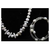 Cultured White Pearl Necklace And Bracelet