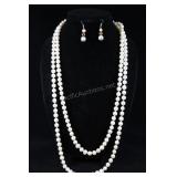 Cultured Pearls Strand Necklace And Earrings, Appr