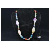 Beaded Necklace And Stainless Steel Natural Stone