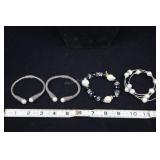 Pair Of Cultured Pearl Sterling Silver Bangles, An