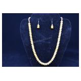 Cultured Yellow Pearl Necklace And Earrings