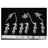 Set Of Six Seahorse Pendants With Abalone Shell An