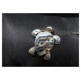 Abalone Shell Sterling Silver Pendant, Turtle