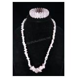 Rose Quartz Bracelet And Chip Necklaces