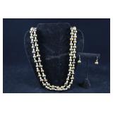 Cultured Pearl Necklace And Earrings, Copper Color