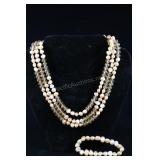 Cultured Peach Pearl Beaded Necklace And Bracelet