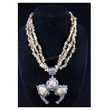 Jasper Cabochon Pendant And Jasper Chip Necklace