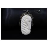 Sterling Silver And Carved Bone Horse Pendant