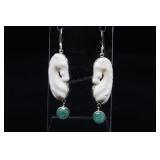 Sterling Silver Carved Bone Horse Earrings