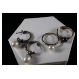 Sterling Silver & Cultured Pearl Rings And Earring