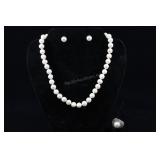 Sterling Silver Cultured Pearl Ring With Necklace