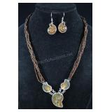 Ammonite Beaded Necklace And Earrings