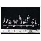 Sterling Silver And Stainless Steel Charms, Pendan