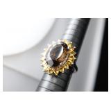 Sterling Silver, Smoky Topaz & Citrine Starburst