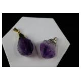Pair Of Amethyst Stone Pendants