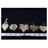 Gold Leaf Set- Earrings, Pendant, Charms