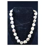 Cultured Pearl Petal Necklace, Peach Color, Sterli