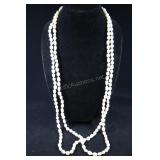 Pair Cultured Pearl Strands, Light, Approx. 36" Ea