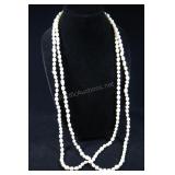 Pair Cultured Pearl Strands, Light, Approx. 36" Ea
