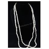 Pair Cultured Pearl Strands, Light, Approx. 36" Ea