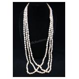 Set Of 3 Cultured Pearl Strands, Light, Approx. 36