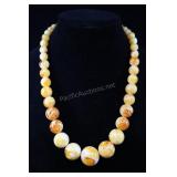 Yellow Agate Graduated Bead Necklace, Approx. 20"