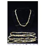 Four Yellow Agate Beaded Necklaces