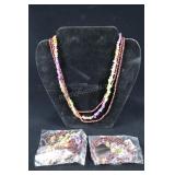Multi Color Bead Strand Necklace, Garnet, Amethyst