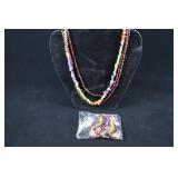 Multi Color Bead Strand Necklaces, Garnet, Amethys