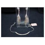 Sterling Silver Earrings And Bracelet, 925