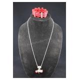 Red Sea Bamboo Pendant And Bracelet