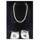 Clear Crackle Beaded Necklaces, Set Of 3