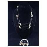 Cultured Pearl Necklace, Bracelet And Earrings