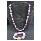 Amethyst Beaded Necklace And Bracelet Set
