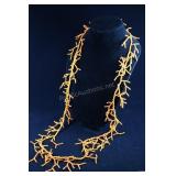 Orange Seed Bead Long Coral Necklace, Approx. 40"