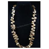 Cultured Pearl Necklace, Copper Color Petal Pearls