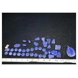 Lapis Lazuli Coin Bead Strand, Pendant, And Loose