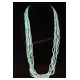 Long Turquoise Beaded Multi-strand Necklace