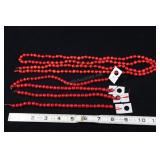 Five Red Coral Round Bead Strands