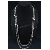 Cultured Pearl Necklace, Copper Color, Approx. 64"