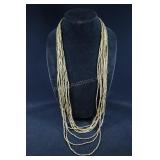 Super Long Beaded Necklace, Brass Color, Approx. 3