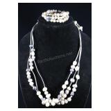 Cultured Pearl Necklace And Bracelet