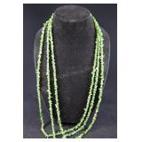 3 Green Stone Chip Polished Necklaces 36"
