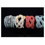 Set Of Four Beaded Bracelets- Turquoise, Agate And