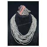 Beaded Multi-strand Necklace And Bracelet With Nat