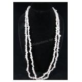 Pair Of Rose Quartz Chip Strand Beads, Approx. 36"